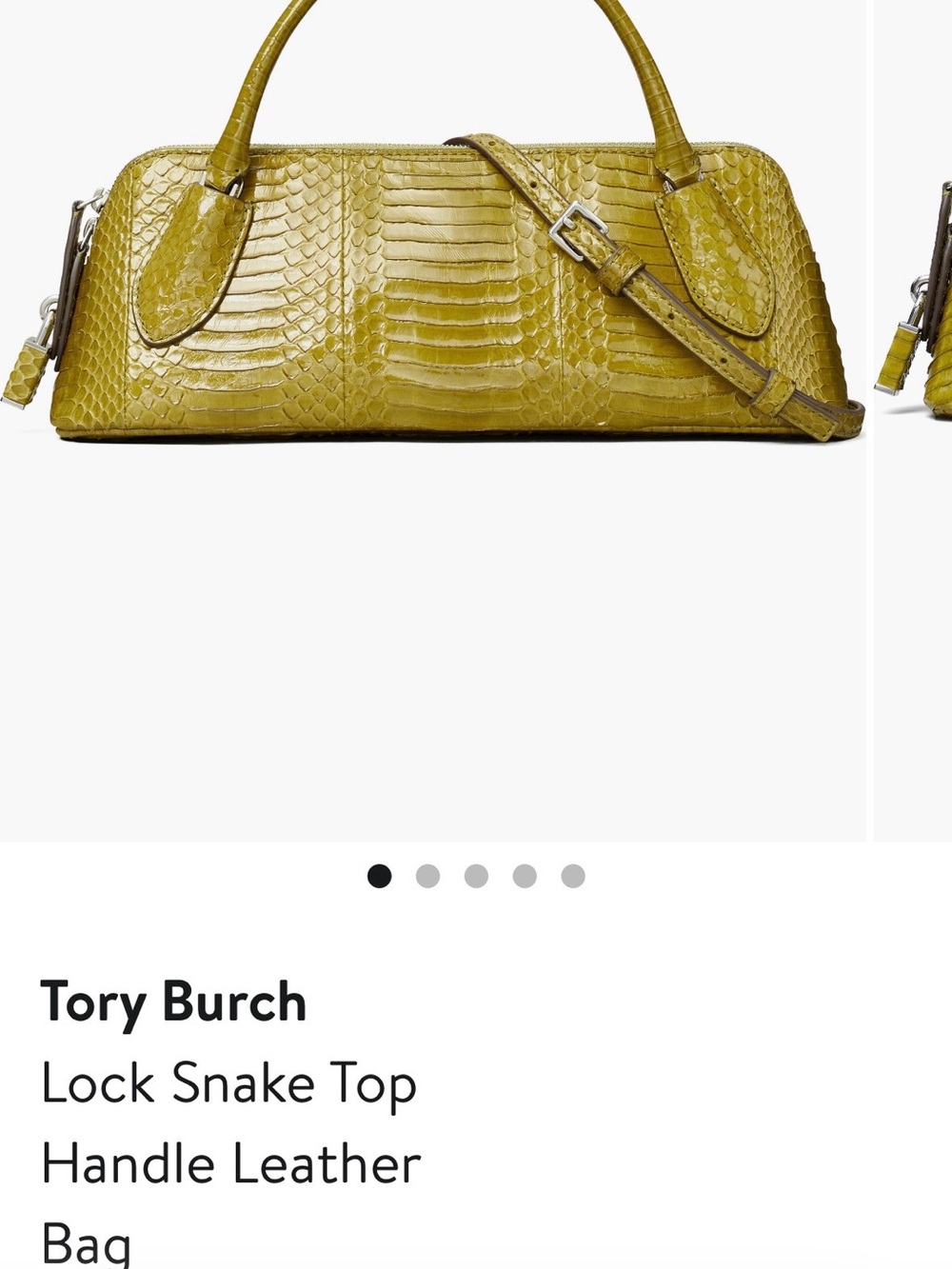 Tory Burch Olive Snake-Embossed Leather Shoulder Bag